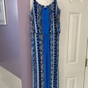 Style & Co. Blue Geometric Maxi Dress